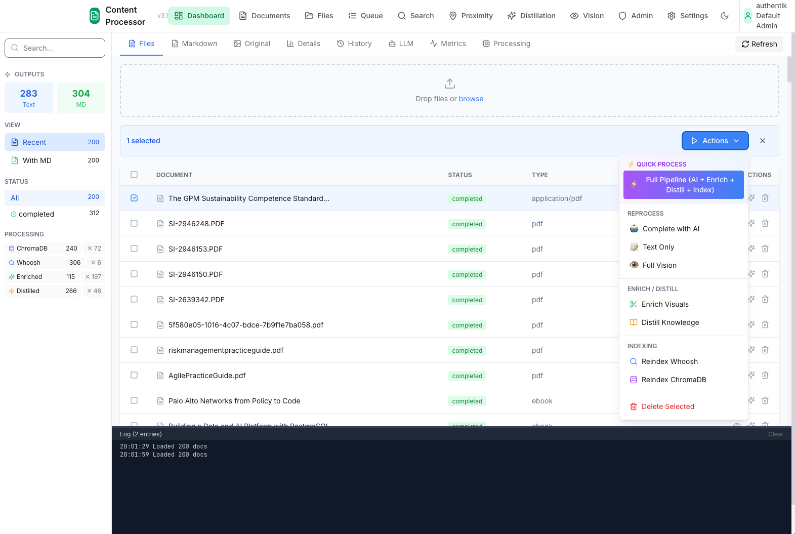 Content Processor Dashboard